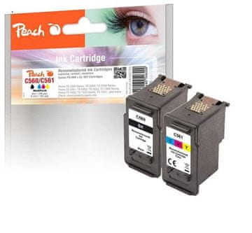 Peach združljiva kartuša HP PG-560BK, CL-561C, CombiPack, črna, barvna, 1x8ml, 1x8,5ml