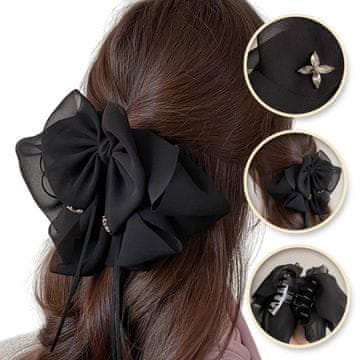 Flamenco Mystique Velika tilasta pentlja, sponka za lase, cvetlična zaponka s cinkovimi kamenčki SP325CZ