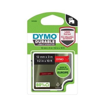 Dymo Trak D1 širine 12 mm, bel/rdeč