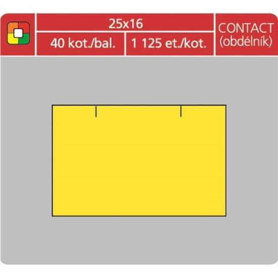 Etikete s cenami CONTACT - 25x16, 1125 kosov, rumena