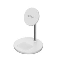 Tech-protect A39 2in1 MagSafe brezžični polnilnik za mobitel / AirPods, bela