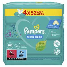 Pampers Fresh Clean vlažilni robčki, 4x 52 kosov