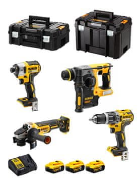 DeWalt 4-DELNI SET ORODJA 18V, 3X5,0 Ah TSTAK DCK422P3T