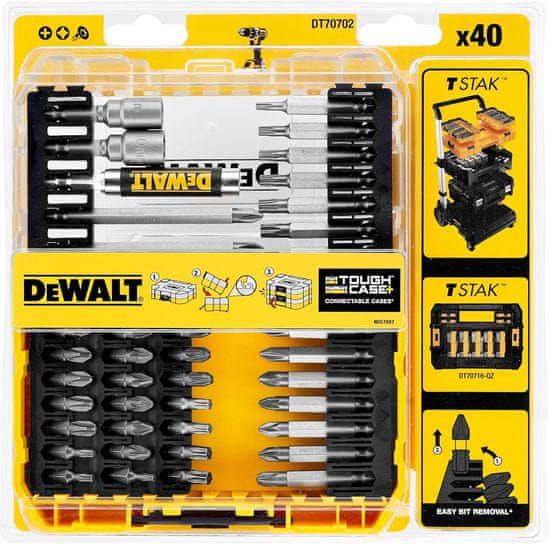 DeWalt 40-DELNI SET VIJAČNIH NASTAVKOV TOUGH CASE+ DT70702