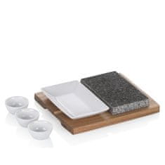 Kela Servirne sklede za vroče kamne XL Država akacijev les temno siva 29,0x23,0x4,5cm KL-16629