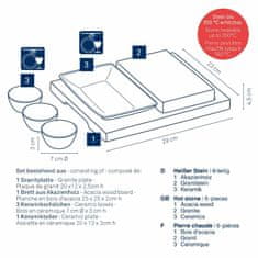 Kela Servirne sklede za vroče kamne XL Država akacijev les temno siva 29,0x23,0x4,5cm KL-16629