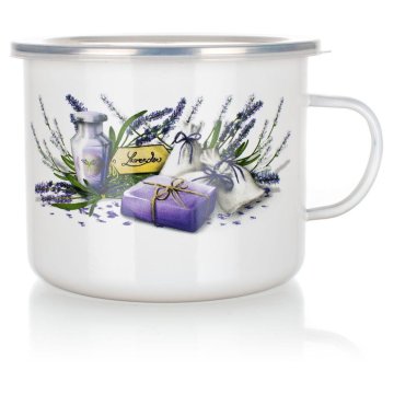 Banquet Emajliran vrč premera 14 cm 1,4 l LAVENDER + plastični pokrov