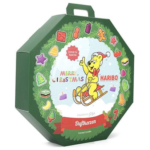 Haribo Adventní kalendář čajových svíček , 24 ks čajových svíček a svícen
