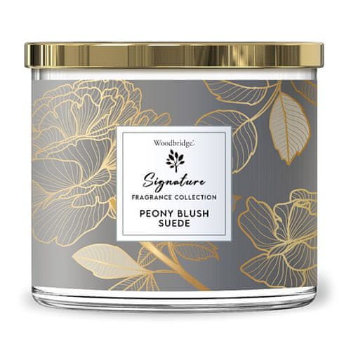 Woodbridge Svíčka Signature, Peony Blush Suede, Pivoňka a červený semiš, 410 g
