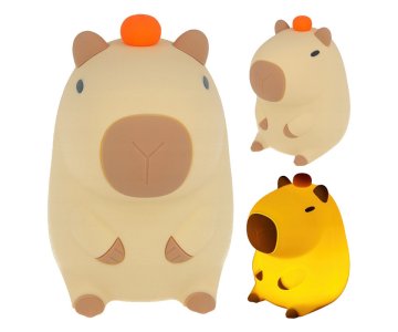 Forever FOREVER CAPYBARA nočna LED svetilka, ambientalna, brezžična, 2 načina svetenja, časovnik, polnilna baterija, silikon, USB Type-C, + kabel