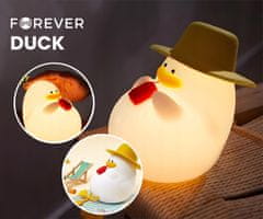 Forever DUCK nočna LED svetilka, ambientalna, brezžična, 2 načina svetenja, časovnik, polnilna baterija, silikon, USB Type-C, + kabel