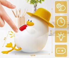 Forever DUCK nočna LED svetilka, ambientalna, brezžična, 2 načina svetenja, časovnik, polnilna baterija, silikon, USB Type-C, + kabel