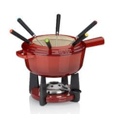 Kela Fondue set iz litega železa CALIDO 1,8 l rdeč KL-16620