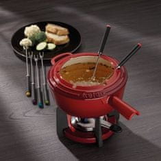 Kela Fondue set iz litega železa CALIDO 1,8 l rdeč KL-16620
