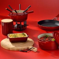 Kela Fondue set iz litega železa CALIDO 1,8 l rdeč KL-16620