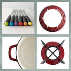 Kela Fondue set iz litega železa CALIDO 1,8 l rdeč KL-16620