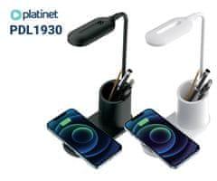Platinet PDL1930 namizna LED svetilka, upogljiva, 530 lumnov, 3 načini svetenja, brezžični polnilec, vgrajeno stojalo, USB Type-C, 150cm kabel, IP20, črna