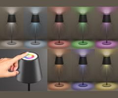 Platinet PLATINET PTL44RGB brezžična namizna LED svetilka, do 400 lumnov, nastavljiva svetlost, nastavljiva barvna temperatura, 4000mAh polnilna baterija, IP44 odpornost, USB Type-C, 37x12cm, kovina, črna