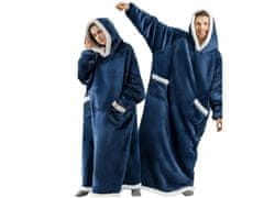 CoZy Premium XXL hoodie odeja z rokavi - Modra