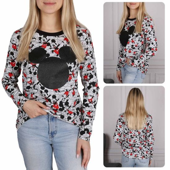 Disney DISNEY Mickey Mouse Ženska bluza z dolgimi rokavi, siva, bombaž
