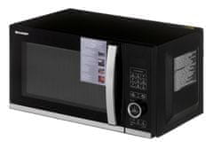 Sharp Mikrovalovna pečica Sharp YC-QG204AEB, 800 W, 20 L, 10 stopenj moči, 12 avtomatskih programov, črna, z žarom in roštiljem.