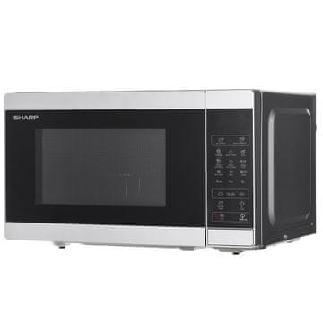 Sharp Kombinirani mikrovalovni pečici Sharp YC-MG02E-S, 20 L, 800 W, črn, jeklo, s funkcijo žara in otroško zaščito.