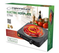 Esperanza Črna električna kuhalna plošča Esperanza EKH012K s 5 nivoji moči in 1 ovalno kuhalno površino, 1000 W