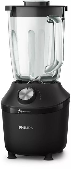 Philips Mikser Philips 3000 serije HR2291/01 ProBlend Crush, 600 W, 2 L, črni, stekleni posod, 4 rezila, združljiv z pomivanjem v pomivalnem stroju
