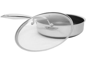 slomart Kohersen 26 cm črna ponev s pokrovom, primerno za vse vrste kuhališč, z dolgotrajno non-stick oblogo in tehnologijo praženja z malo maščobe.