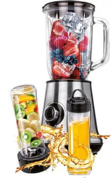 MPM Blender MPM MBL-15M, 1 L, 450 W, stolni mešalnik iz nerjavečega jekla, dvojna hitrost, funkcija pulza, kapaciteta 1 L