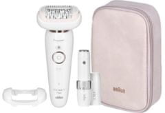 Braun Epilator Braun SILK-EPIL 9 FLEX SES 9003, 40 pincet, vodoodporen, brezžičen, z masažno funkcijo in nastavki.