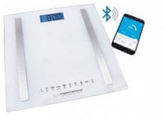 Esperanza Osebna tehtnica Esperanza EBS016W, kvadratna, elektronska, bele barve s analizo telesne maščobe in povezavo Bluetooth