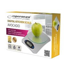 Esperanza Elektronska kuhinjska tehtnica Esperanza EKS006, pravokotna oblika, natančnost 1 g, do 5 kg, LCD zaslon, srebrna barva