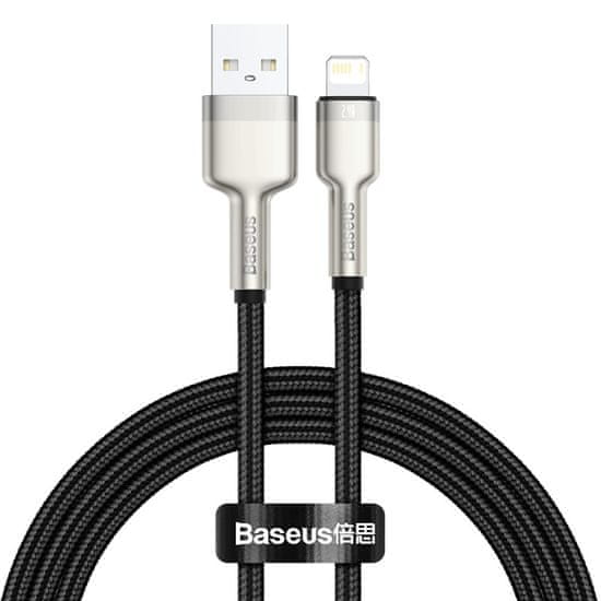 BASEUS Baseus Cafule 1 m USB A na Lightning kabel, črn, 480 Mbit/s, 2.4 A, hitro polnjenje in prenos podatkov