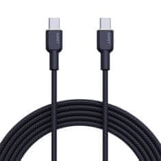 Aukey AUKEY USB-C PD 60W Kabel, 1.8m, 3A, Črn, Nylon, USB 3.2, Moška priključka, Visoka hitrost prenosa podatkov