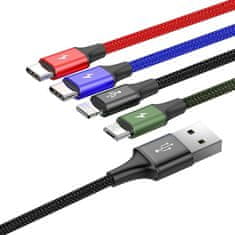 BASEUS Kablu USB Baseus Fast 4v1 2xUSB-C / Lightning / Micro 3.5A dolžina 1,2m, črna barva