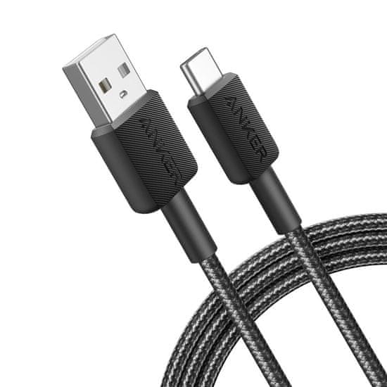 Anker Anker 322 USB kabel 1,8 m USB A do USB C, črn, hitra polnitev, 45 W, 480 Mbit/s, enojna količina