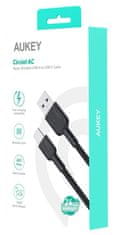 Aukey AUKEY CB-NAC2 USB-C 60W Kabel za napajanje - 1,8 m, črn, PD 3A, USB 2.0/3.2 Gen 2, moški moški konektorji
