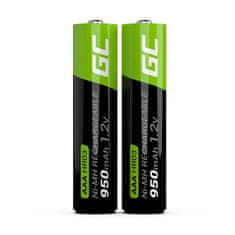 Green Cell Green Cell GR07 AAA ponovno polnilna baterija NiMH 950 mAh, 2 kosa, zelena/črna, 1.2 V, okolju prijazna