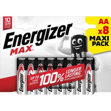 shumee ENERGIZER MAX AA LR6 BATERIJE. 8 kosov. EKO embalaža.