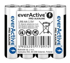 everActive Alkalne baterije everActive Pro LR6 AA - 4 kosa, 1.5V, 3000mAh, dolga življenjska doba, enkratna uporaba