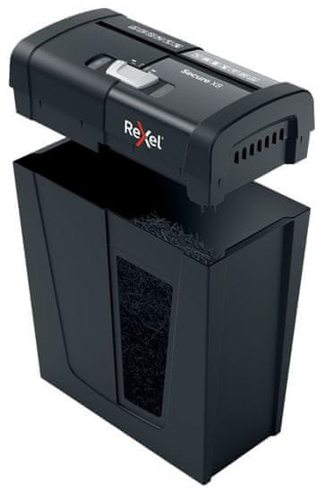 Rexel Univerzalni uničevalec dokumentov Rexel Secure X8, razred zaščite P-4, zmogljivost 8 listov, križno uničevanje, črna barva