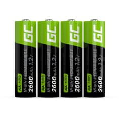 Green Cell Zelena celica GR01, vsestranske polnilne AA baterije NiMH, 4 kos (2600 mAh, 1.2 V)