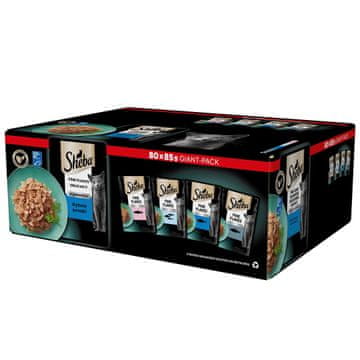 Sheba SHEBA Delikatesa ribjih okusov v želeju - mokra mačja hrana - 80 x 85 g za odrasle mačke vseh pasem