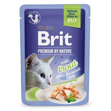 Brit BRIT Premium Trout Filleti v želeju - mokra hrana za mačke, brez žit, brez glutena, 85g, primerno za odrasle mačke