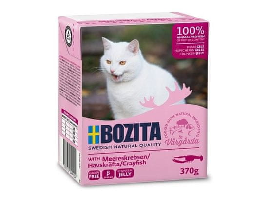 Bozita Bozita s kozicami - koščki v želeju za mačke, brez zrn, za odrasle, 370 g, zdrava izbira za močno imunost