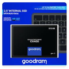 GoodRam SSD Goodram CX400 gen.2 512 GB 2,5" SATA III, 3D TLC NAND, 550 MB/s branje, 500 MB/s pisanje, MTBF 2.000.000 h