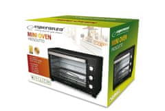 Esperanza Mini pečica Esperanza EKO008, 20 l, 1600 W, črna, z mehaničnim časovnikom in rešetko za žar, prostostoječa