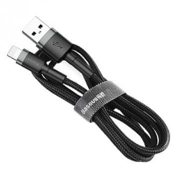 BASEUS Baseus Cafule USB-A na Lightning kabel, 1 m, črn/siv
