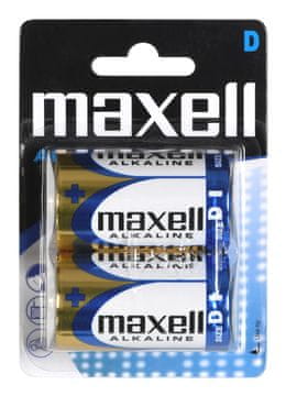 Maxell Alkalne baterije MAXELL LR20 (2 kosa) - 1.5 V, enkratne, blister pakiranje, okolju prijazne in varne